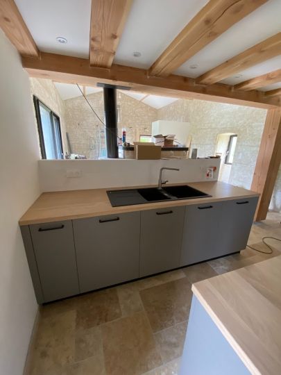 Plan de travail en chêne massif - Ardèche