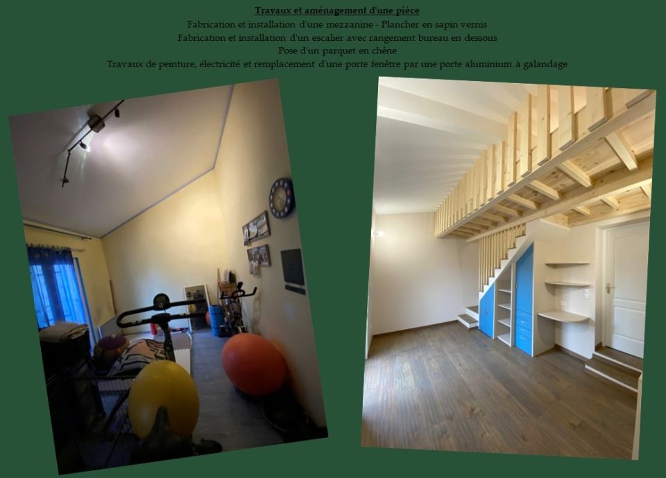 Transformation d'une pièce avec création d'une mezzanine et d'un bureau - Ardèche