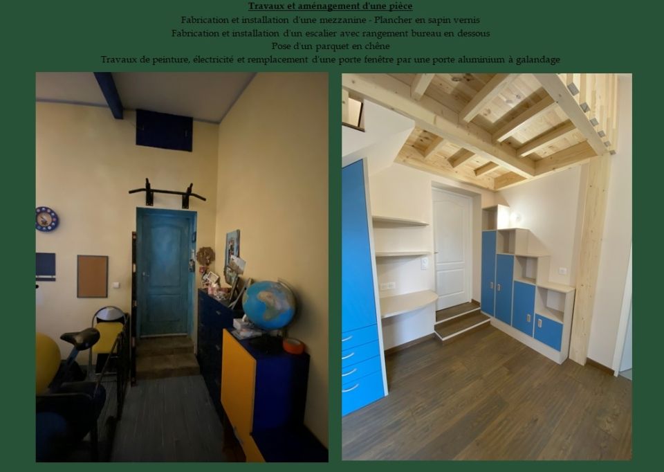 Transformation d'une pièce avec création d'une mezzanine et d'un bureau - Ardèche